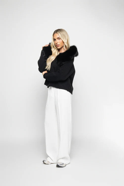 GIULIANA™ | DIE ZIP-UP STRICKJACKE MIT FELLKAPUZE