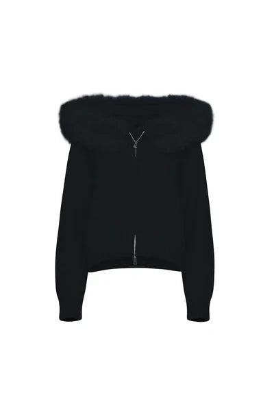 GIULIANA™ | DIE ZIP-UP STRICKJACKE MIT FELLKAPUZE